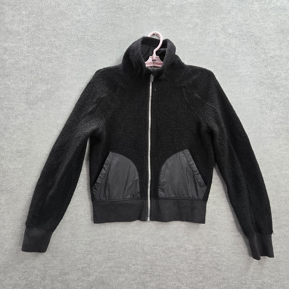 Lululemon Women Jacket 6 Black So Sherpa Nylon Wool Full Zip